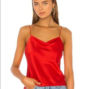 NWT Alice + Olivia Harmon Satin Slip Top XS Cherry